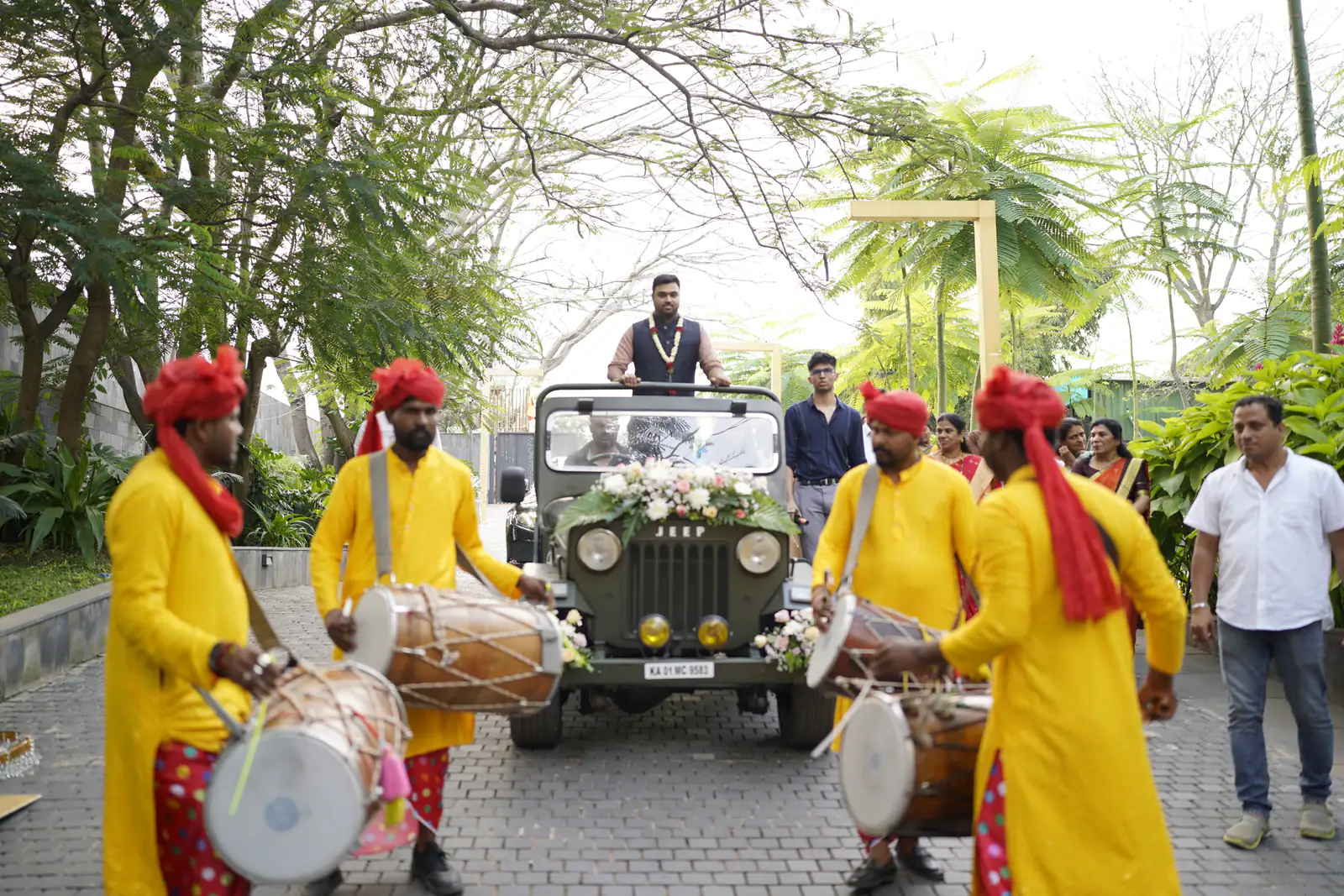 Drummers leading the baraat