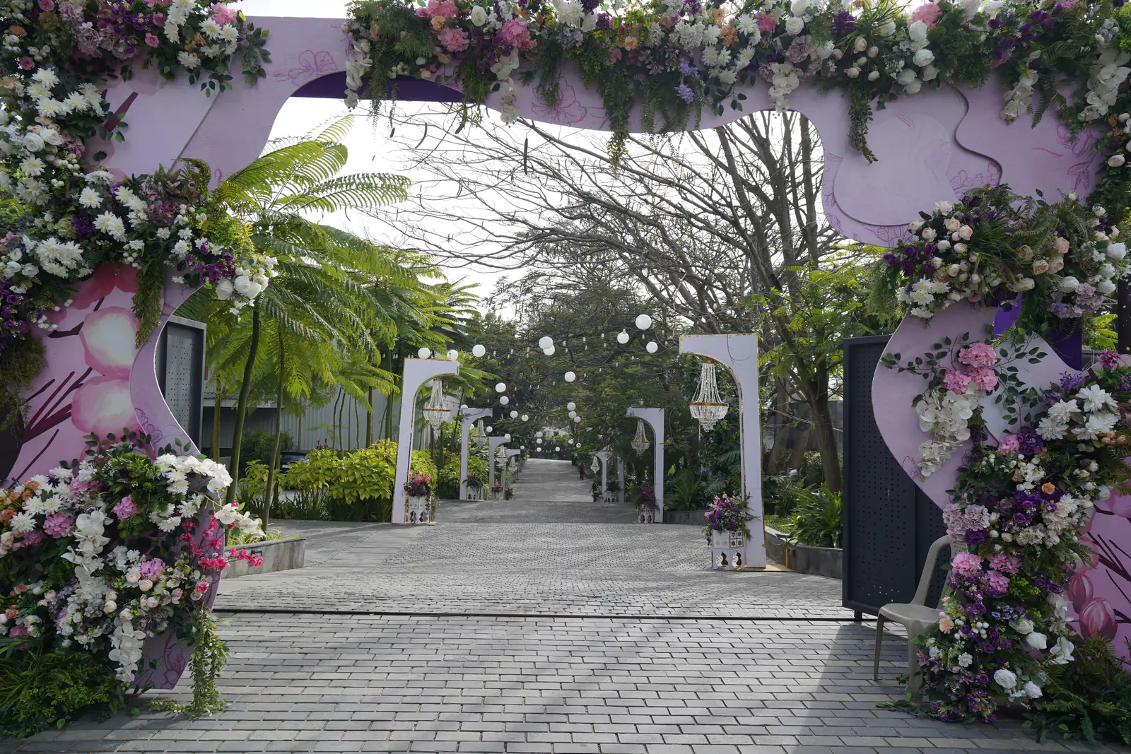Daytime floral entrance to KBL Saarang
