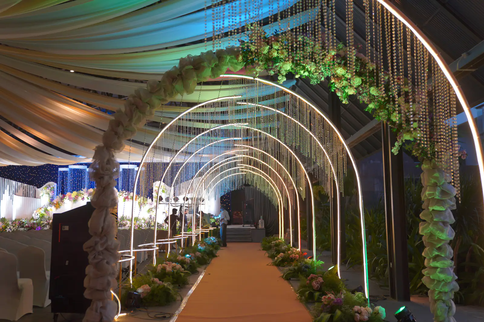 Floral aisle for the wedding ceremony