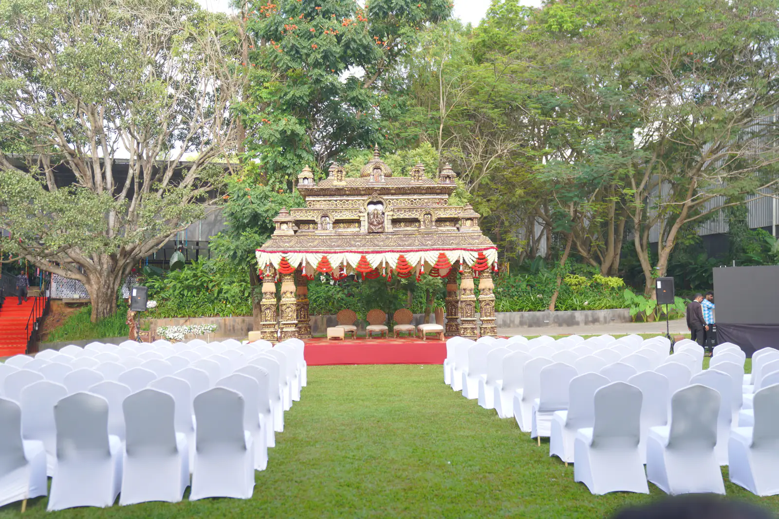 South Indian mandap on the lawn